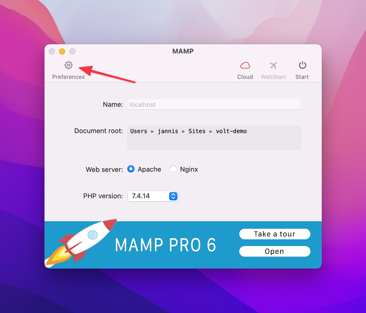 mamp-open-preferences
